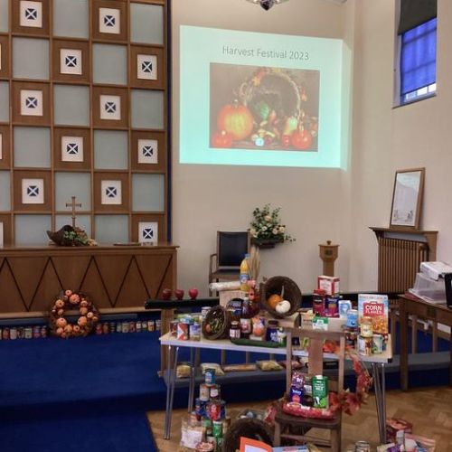 Visit to the church for harvest festival.